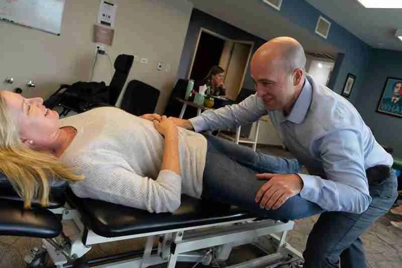 Hands-on treatment for a patient's hip